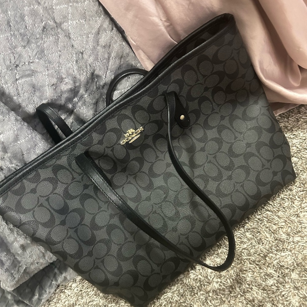 Coach Black and Gray Signature Tote